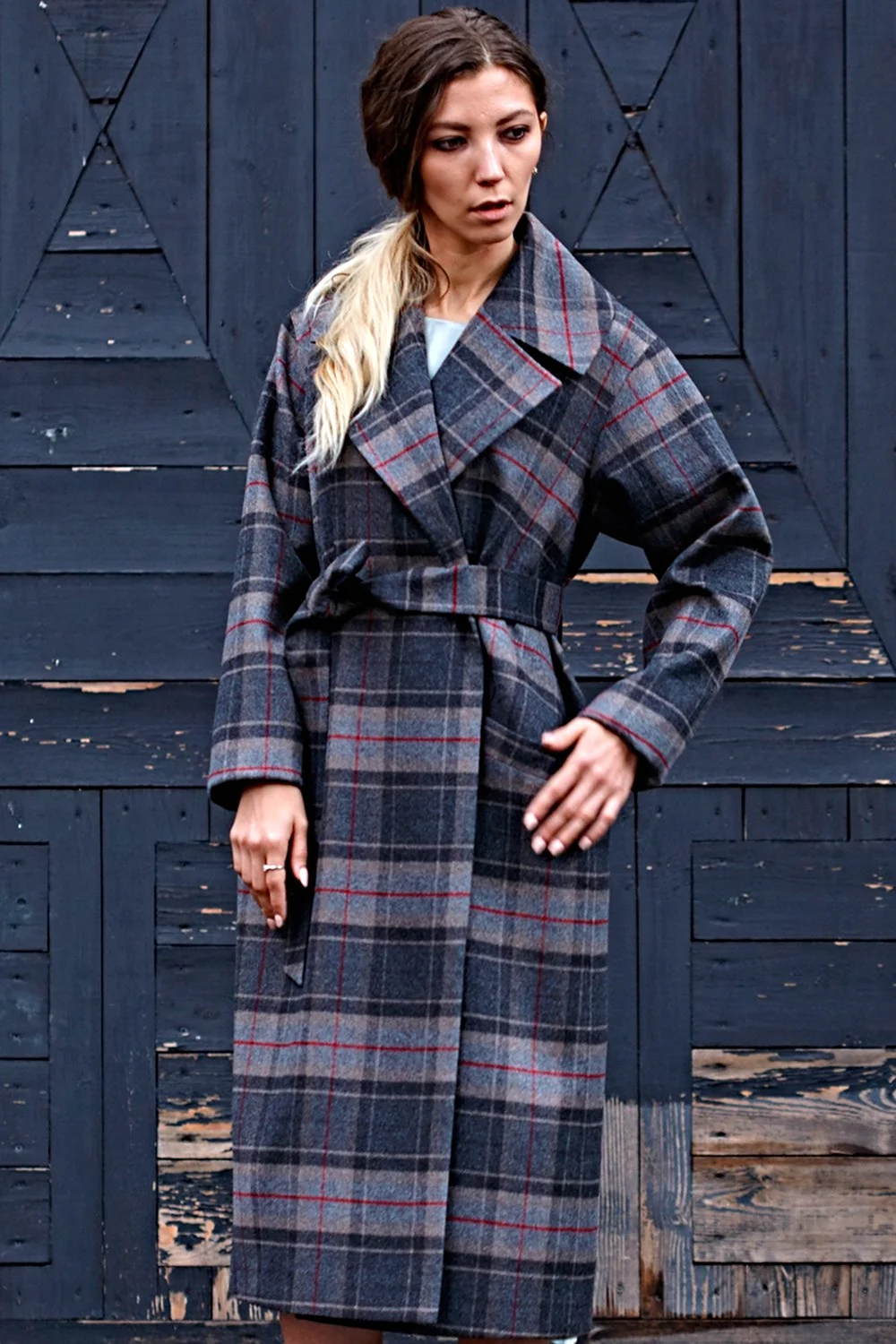 Пальто в клетку 2022 оверсайз