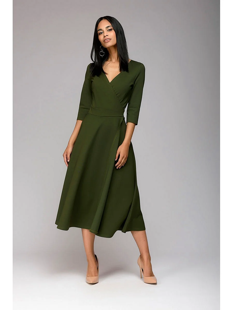 Платье оливковое Lefties миди