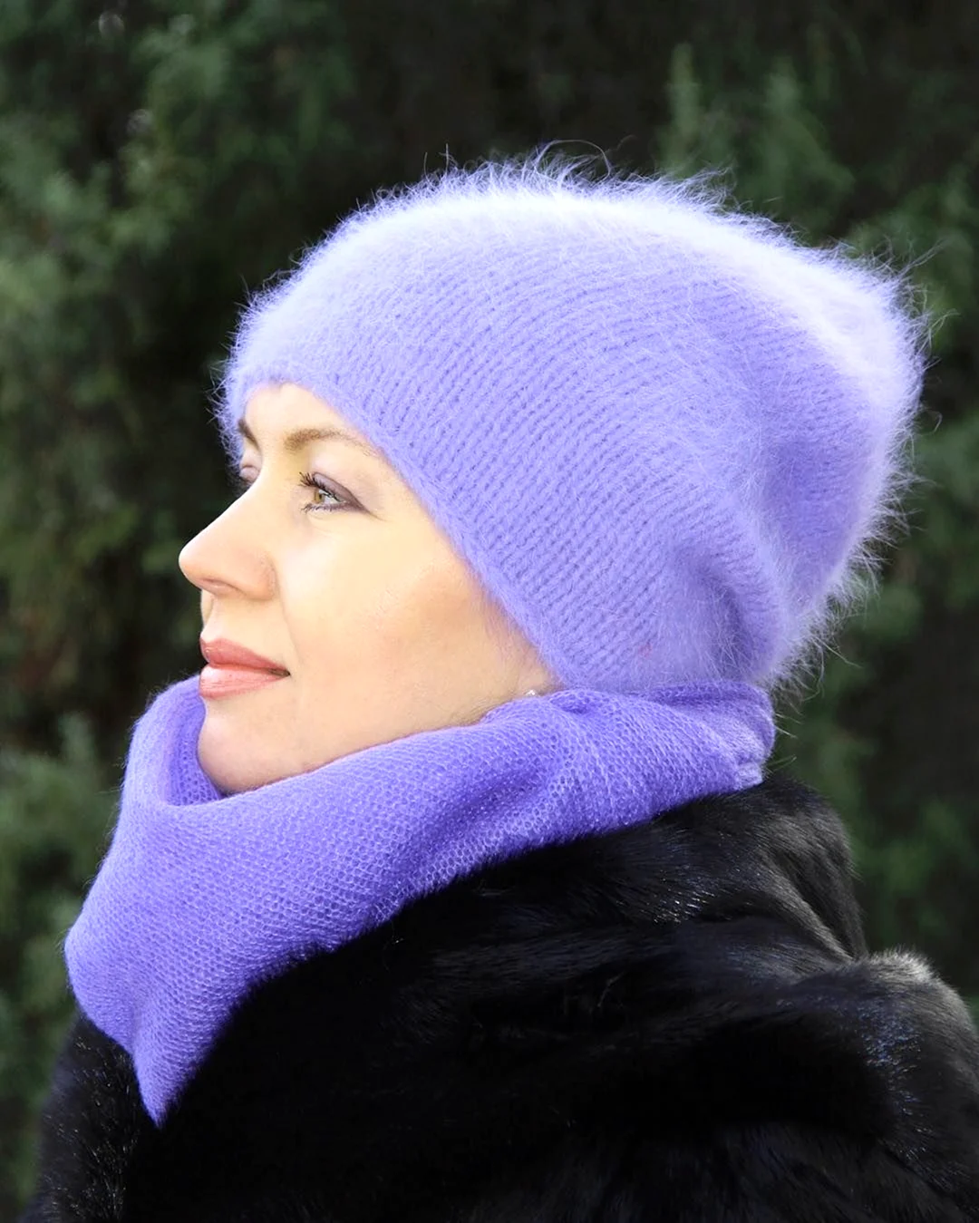 Шапка бини лиловая