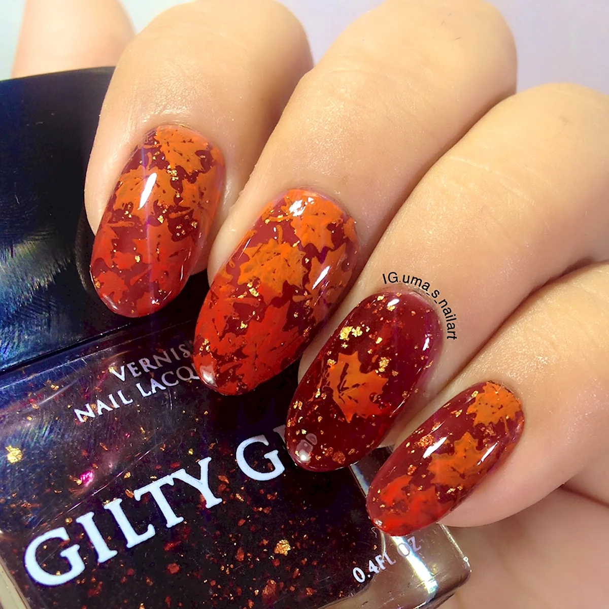 Осенний маникюр с блестками