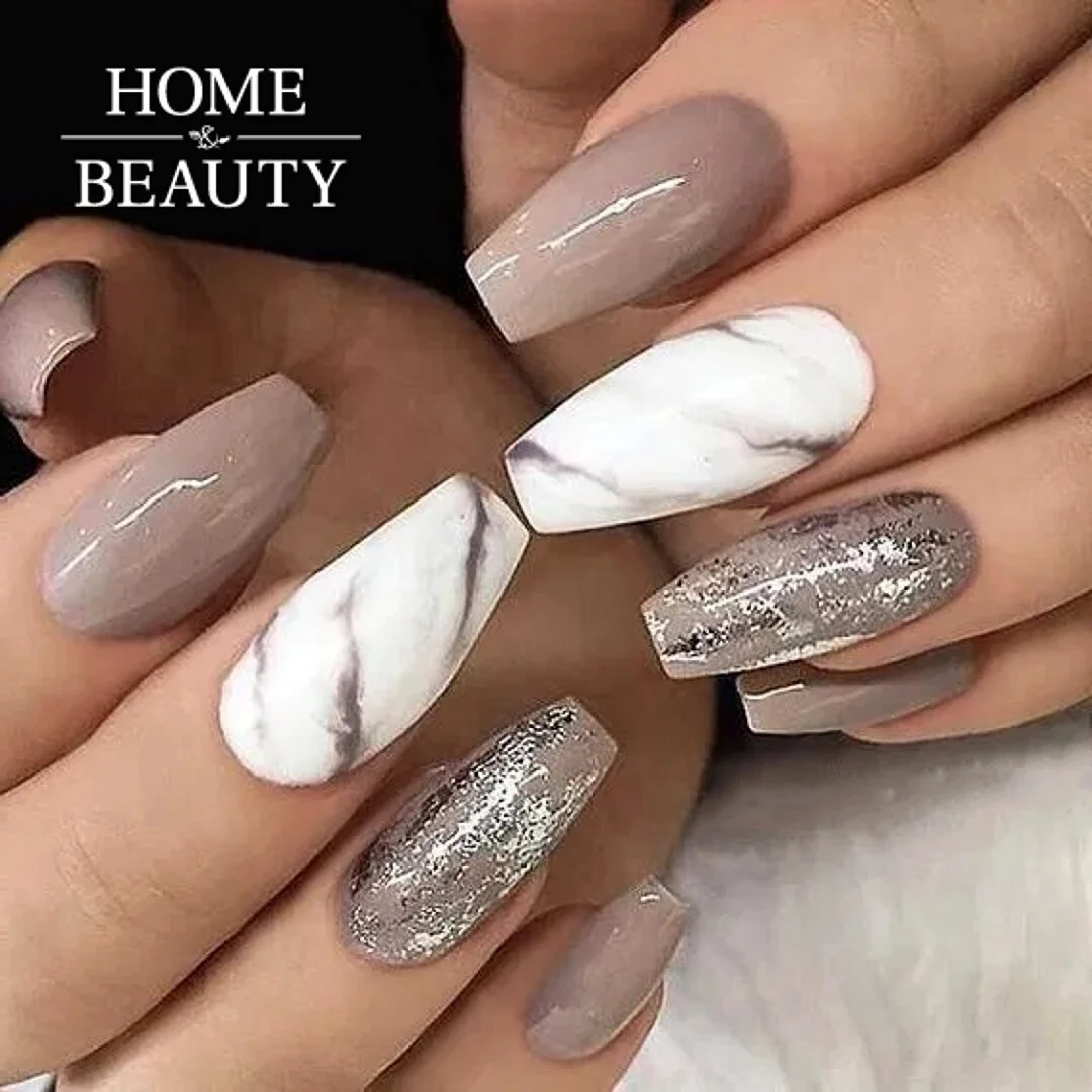 Ногти балерина 2022 мрамор