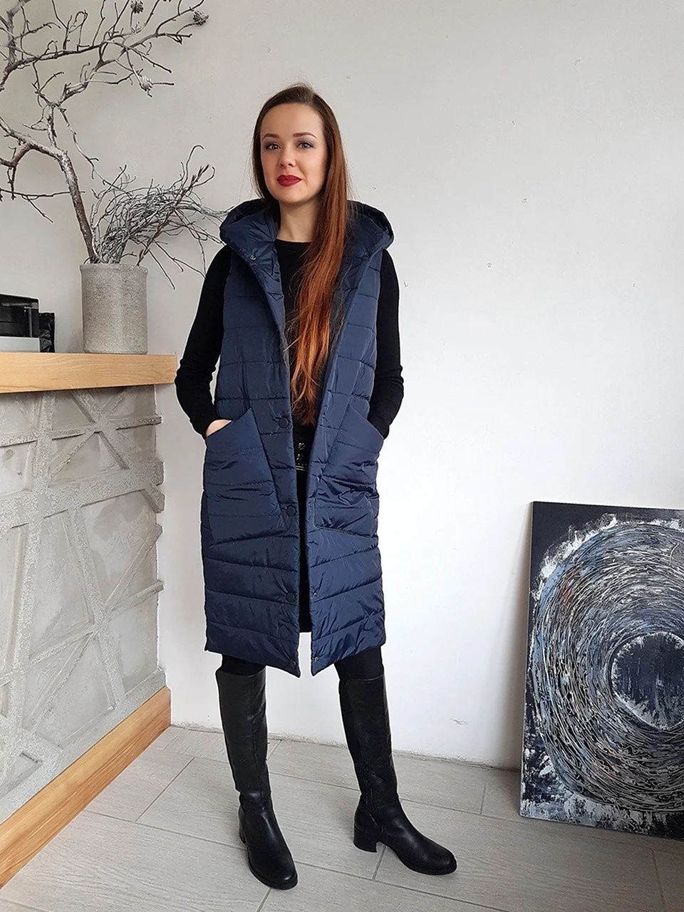 Удлиненный жилет из плащевки