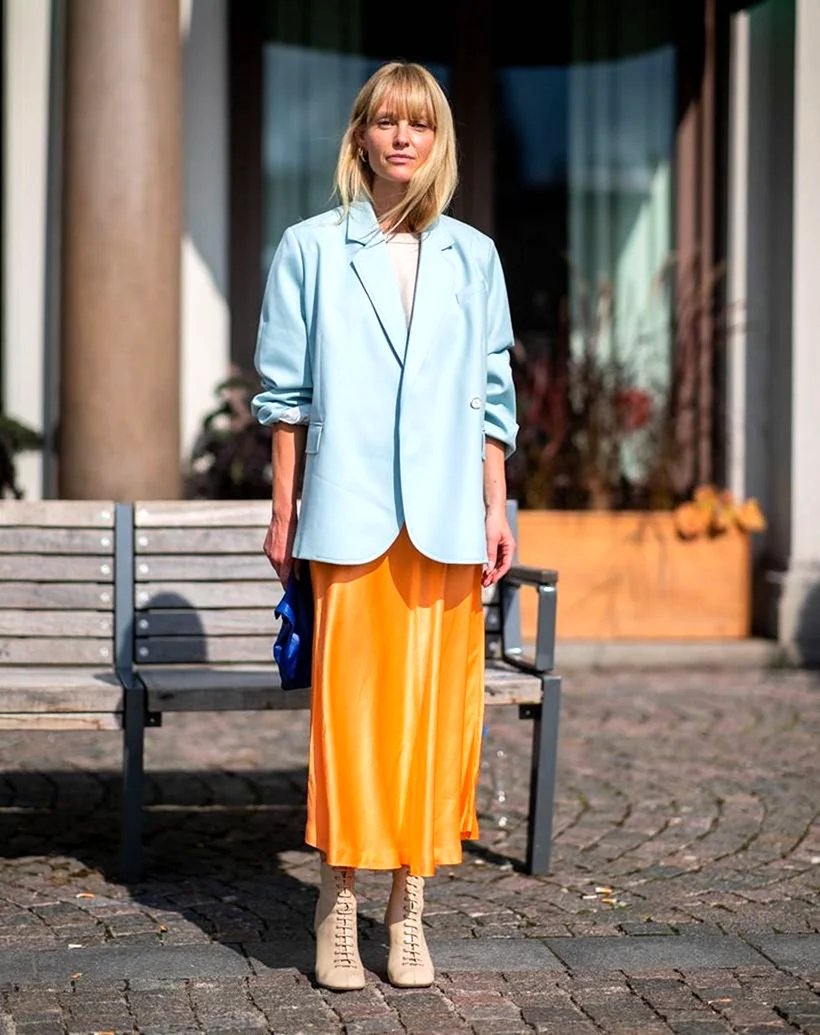 Сатиновая юбка стрит стайл
