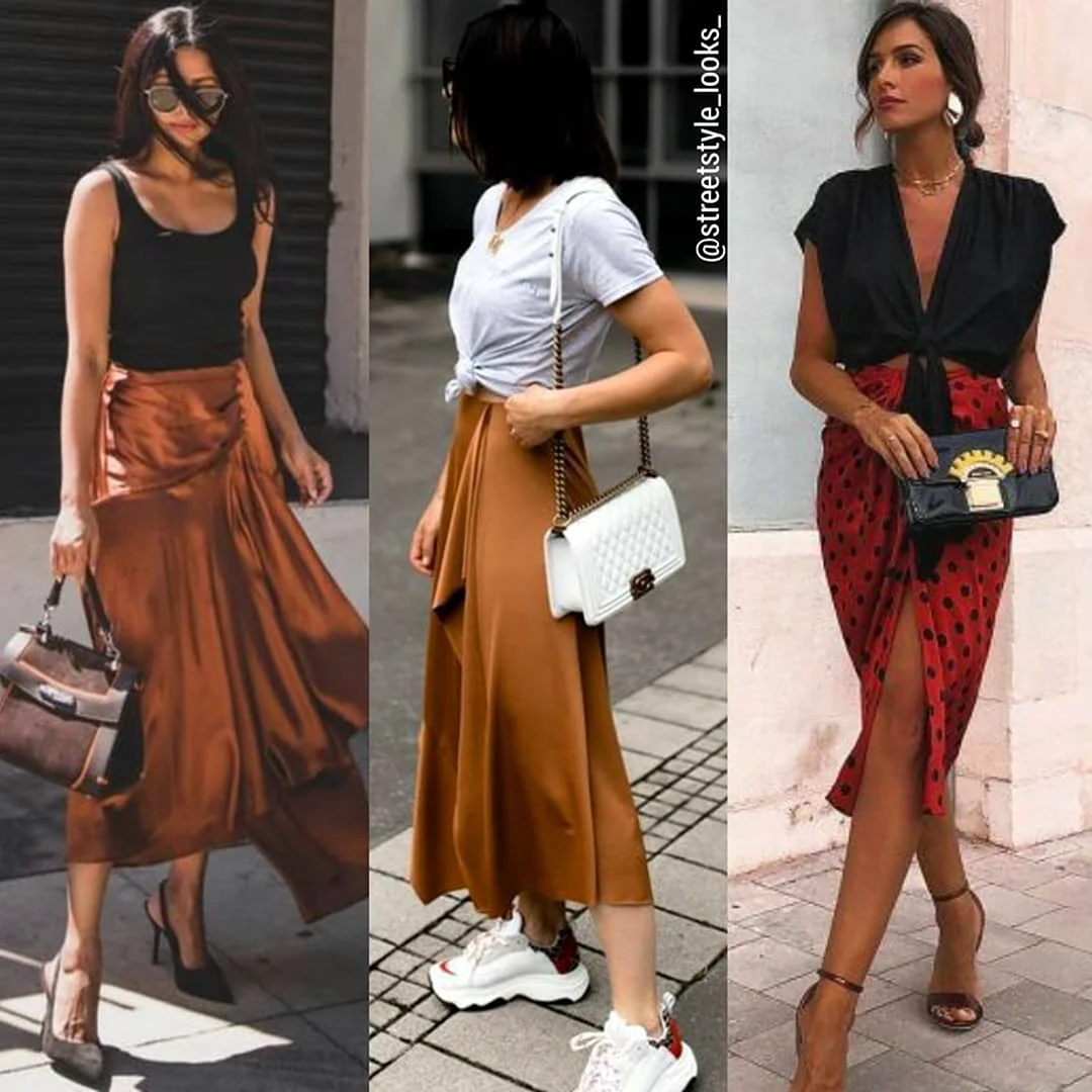 Атласная юбка сочетание