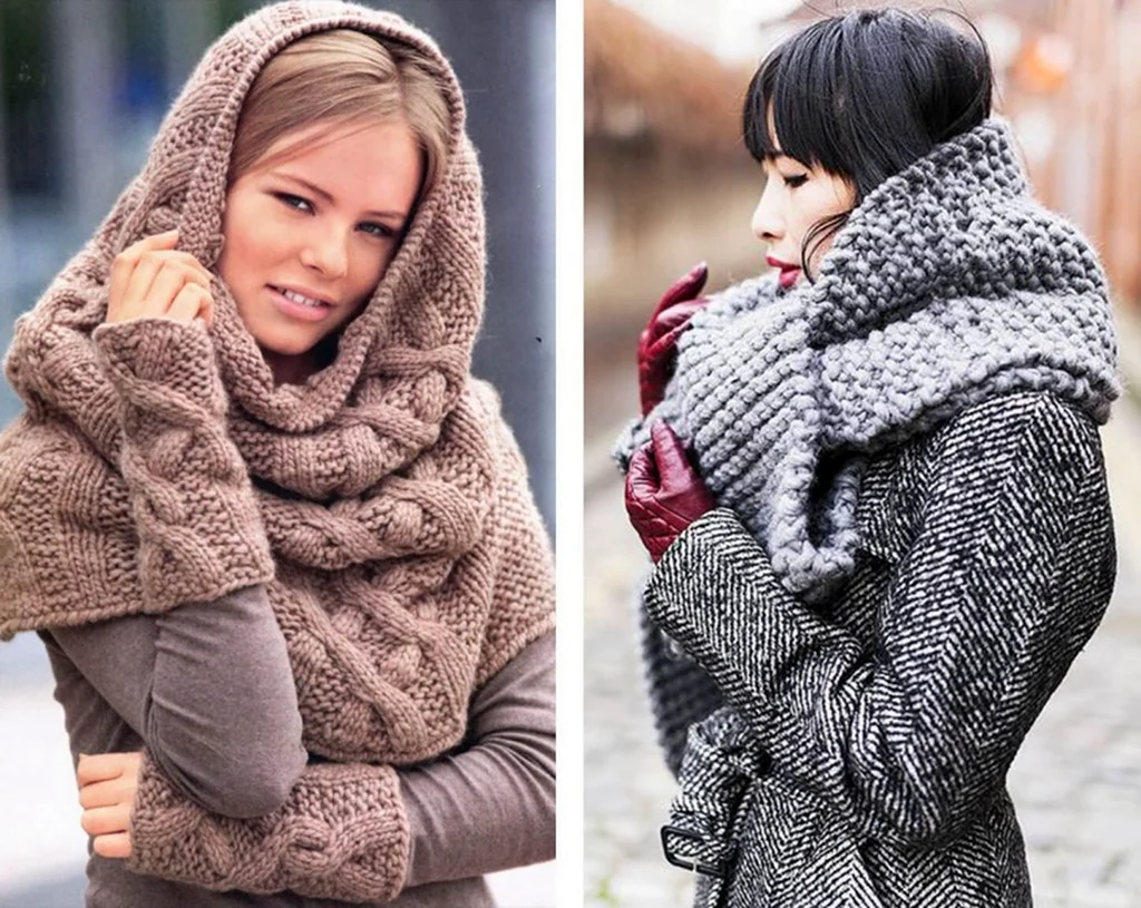 Снуд на куртку с капюшоном