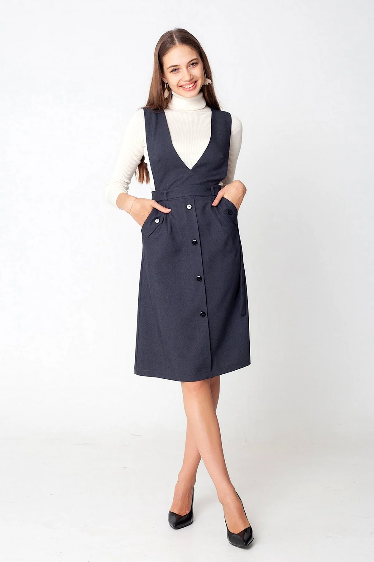 Офисный сарафан на пуговицах