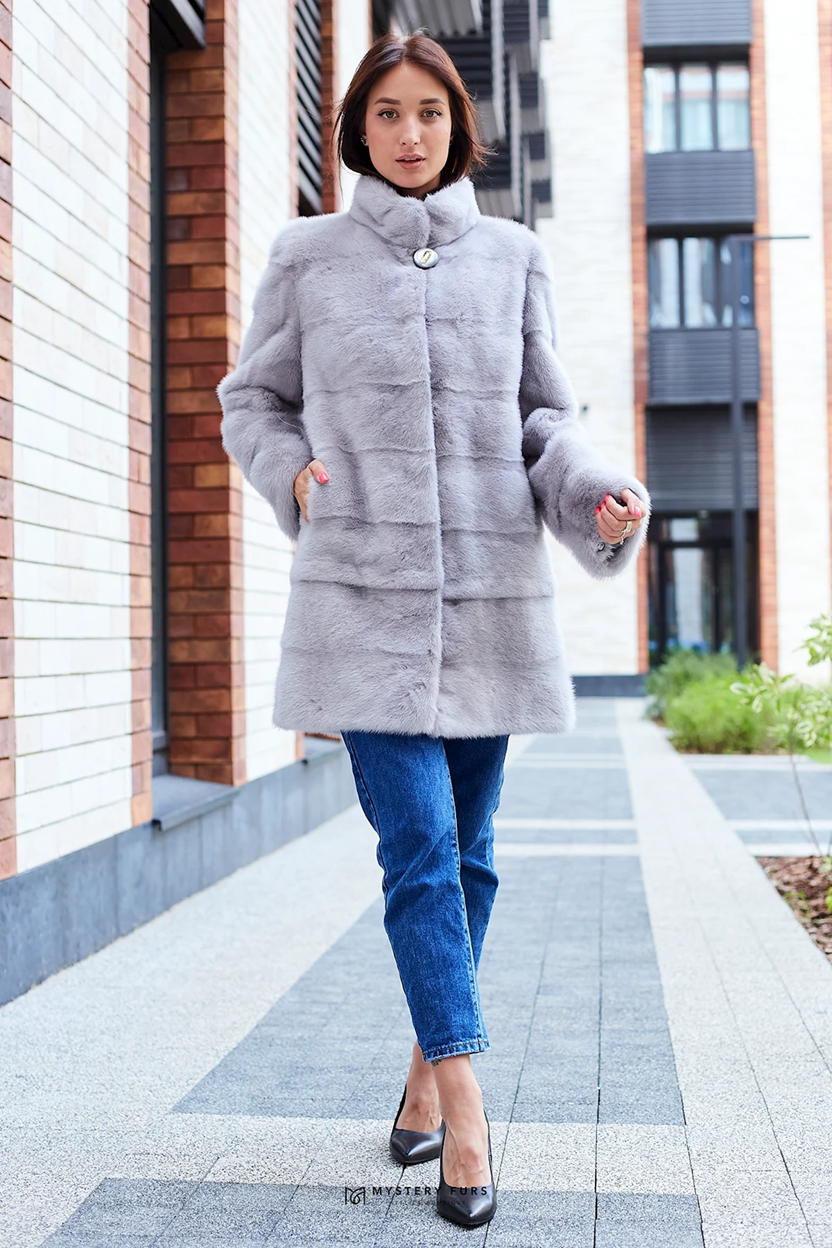 Шуба серая норка