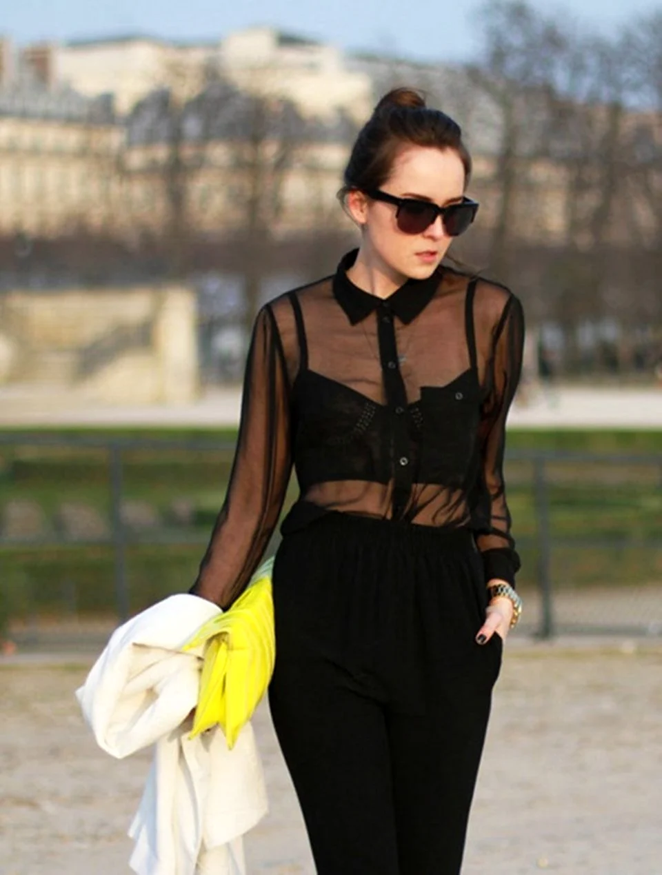 Черная прозрачная рубашка