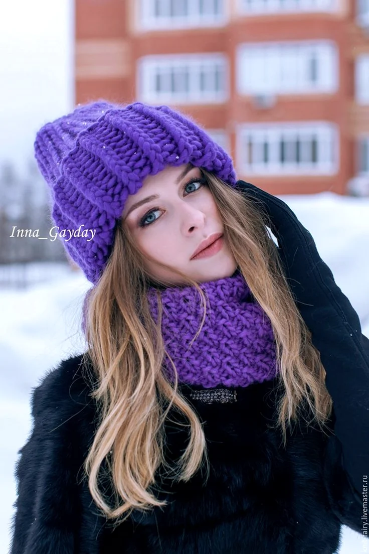 Объемная шапка и шарф