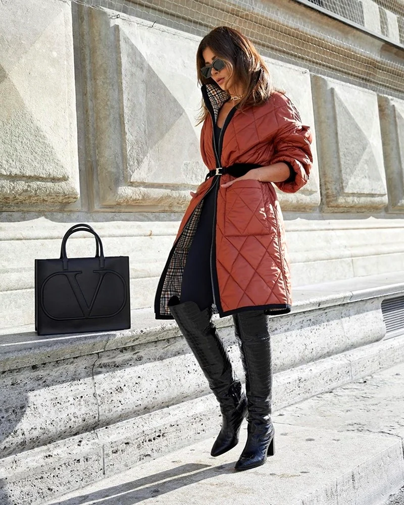 Модные стеганные пальто