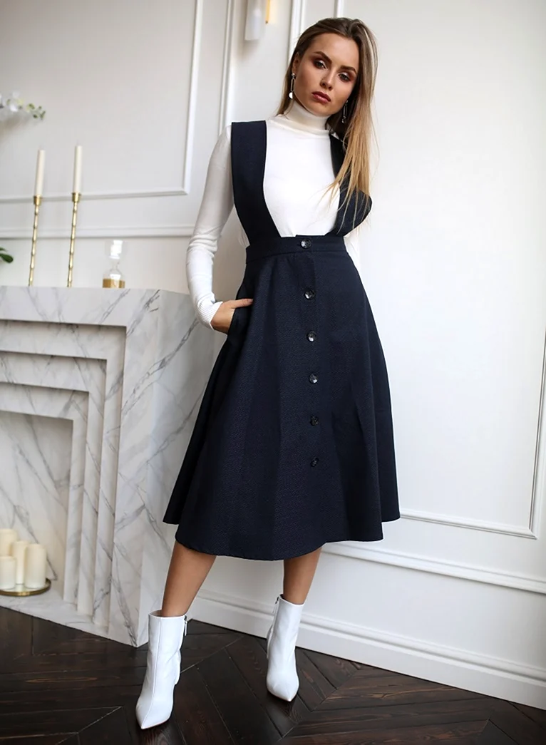 Черный сарафан с водолазкой