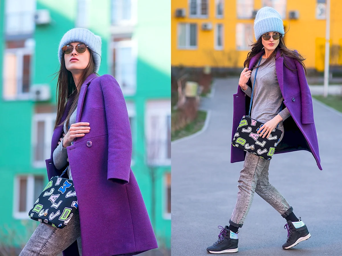 Шапка к фиолетовому пальто