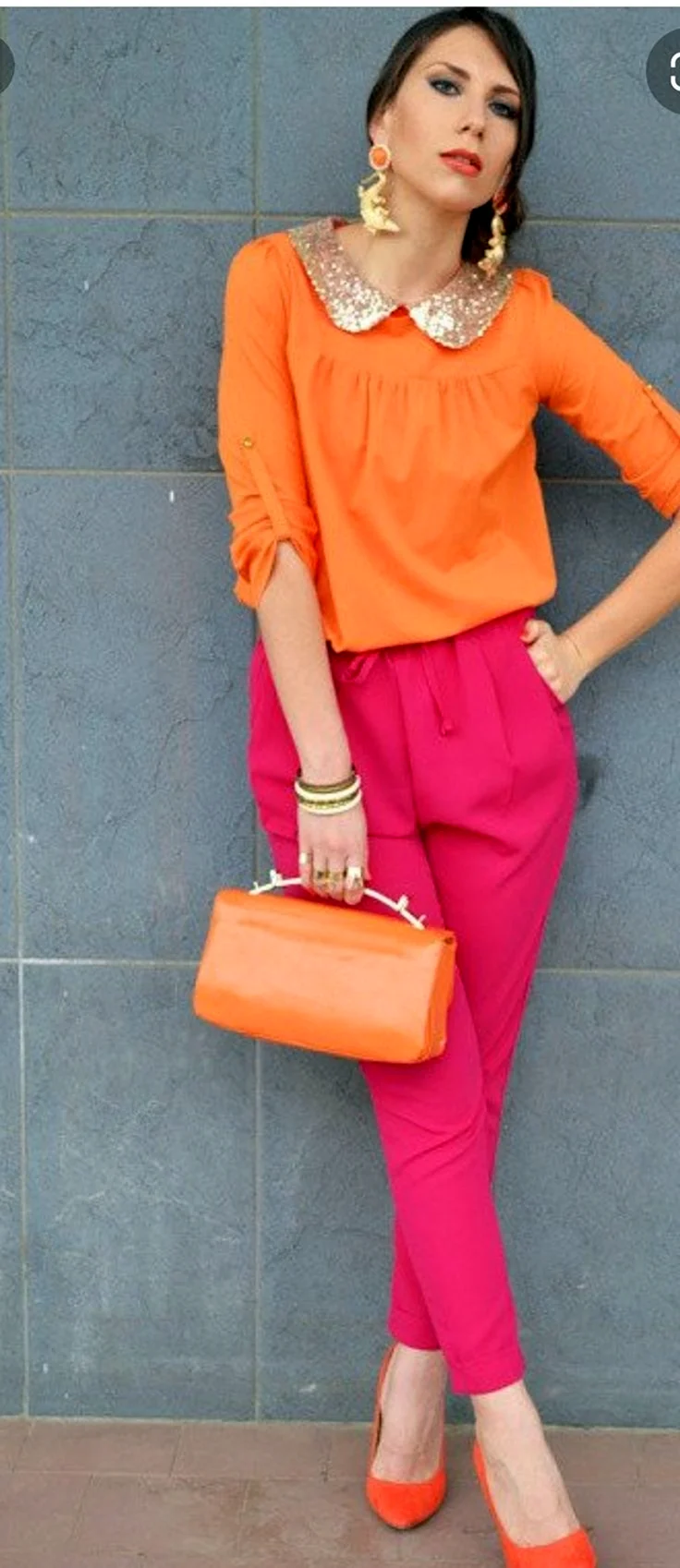 Сочетание розового и оранжевого в одежде