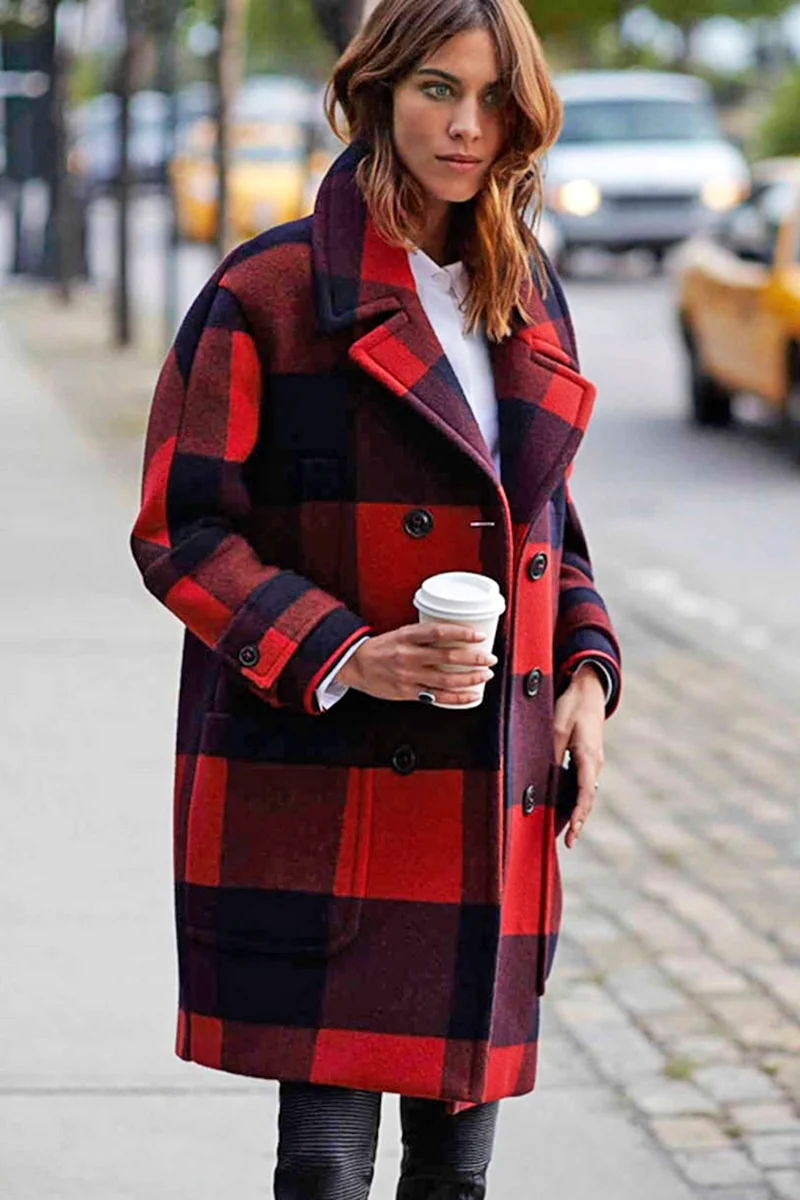 Alexa chung пальто в клетку