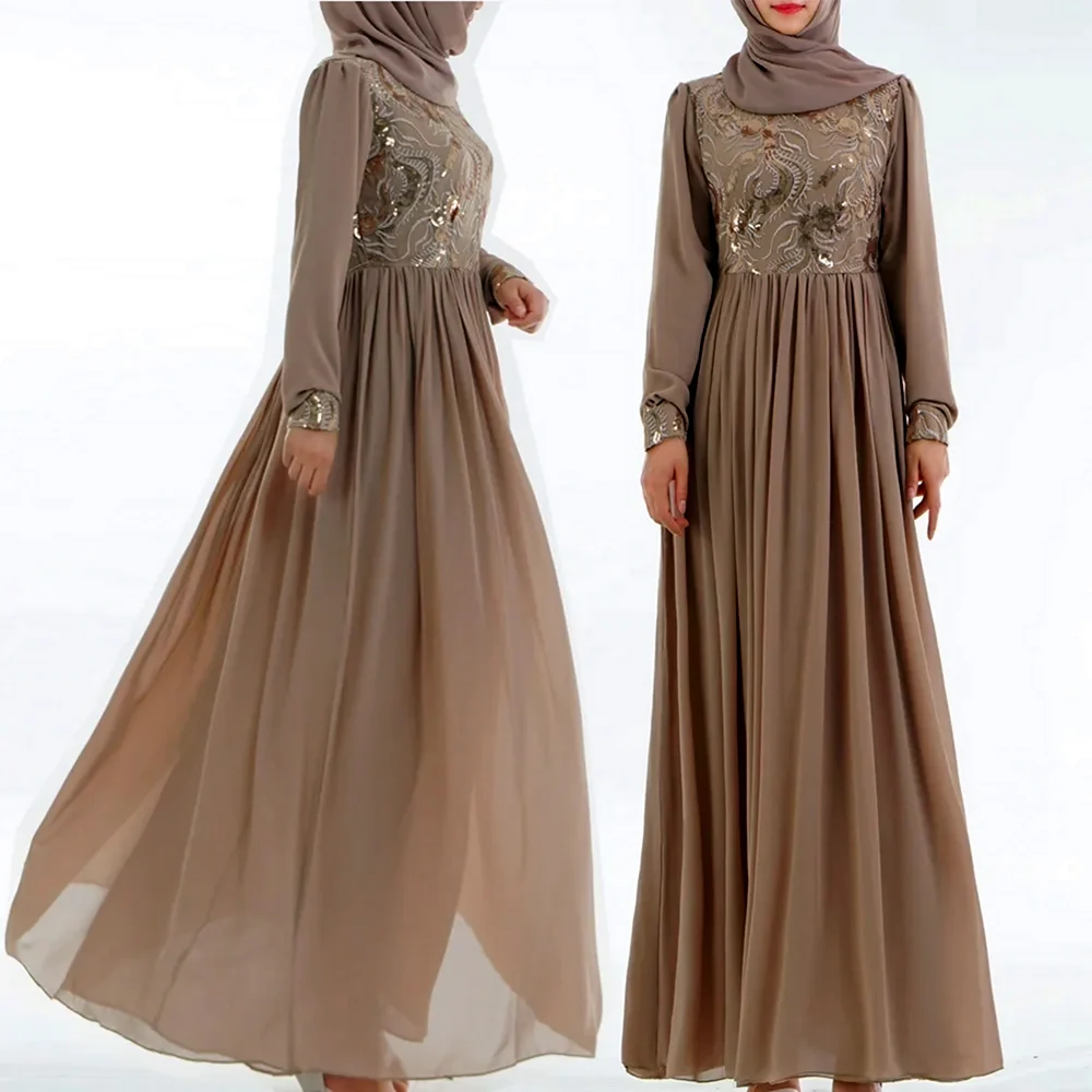 Black Dresses women Muslim Dress Kaftan arab Jilbab Abaya Islamic Lace stitching Maxi Dress autumn Winter Dress 2022 Robe longue