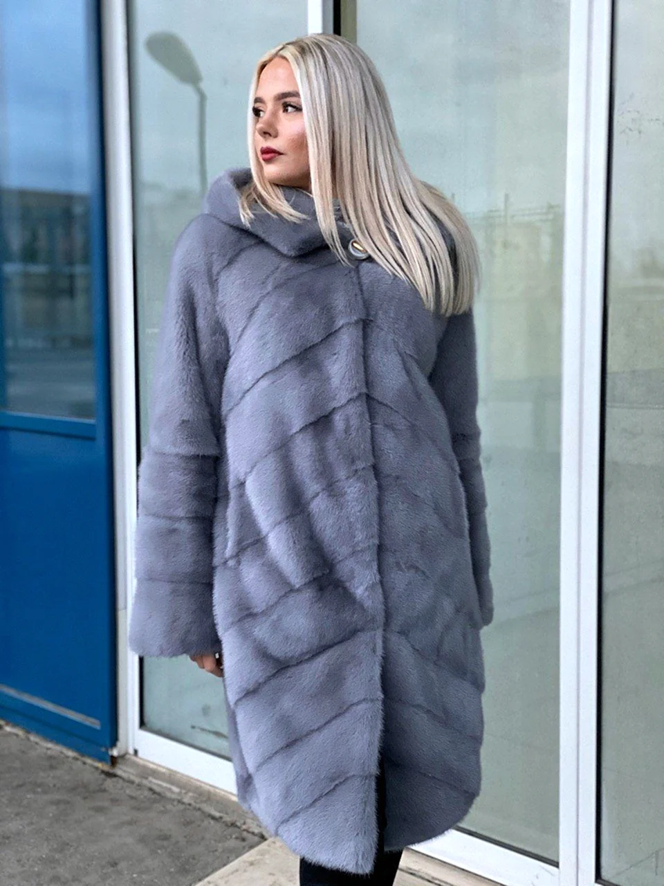 Норковая шуба кокон поперечка