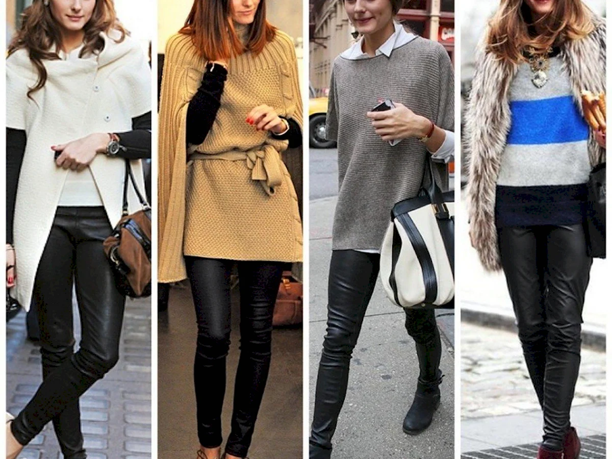 Зимние образы с леггинсами