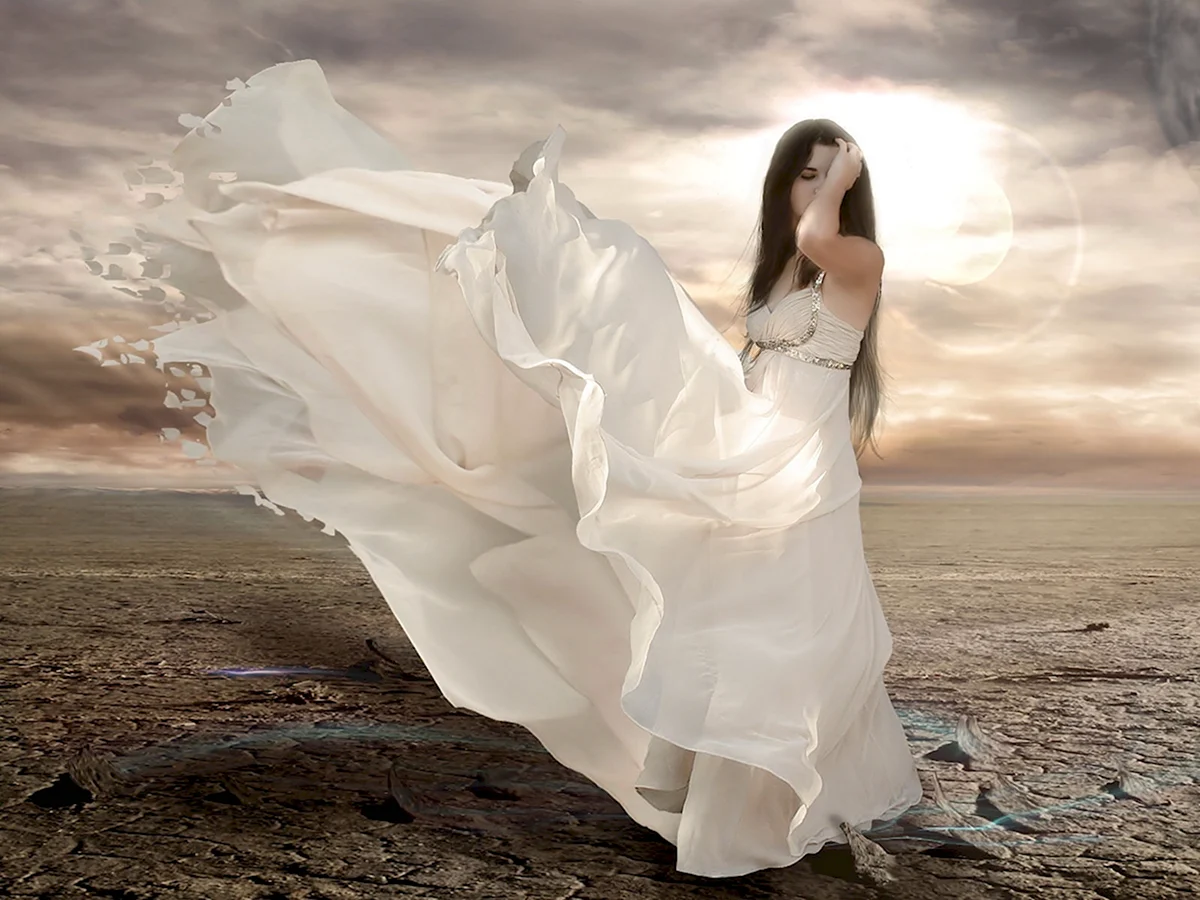 Женщина в белом платьеветерприрода