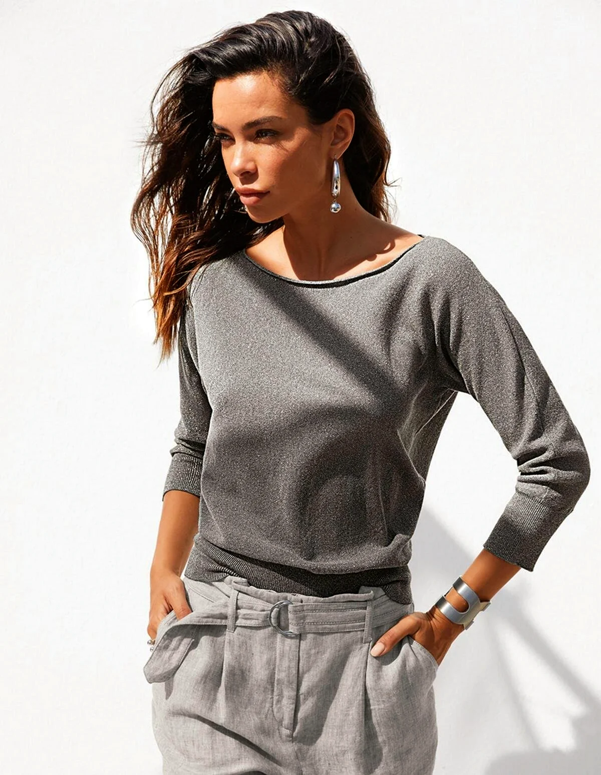 Лонгслив из блестящего трикотажа