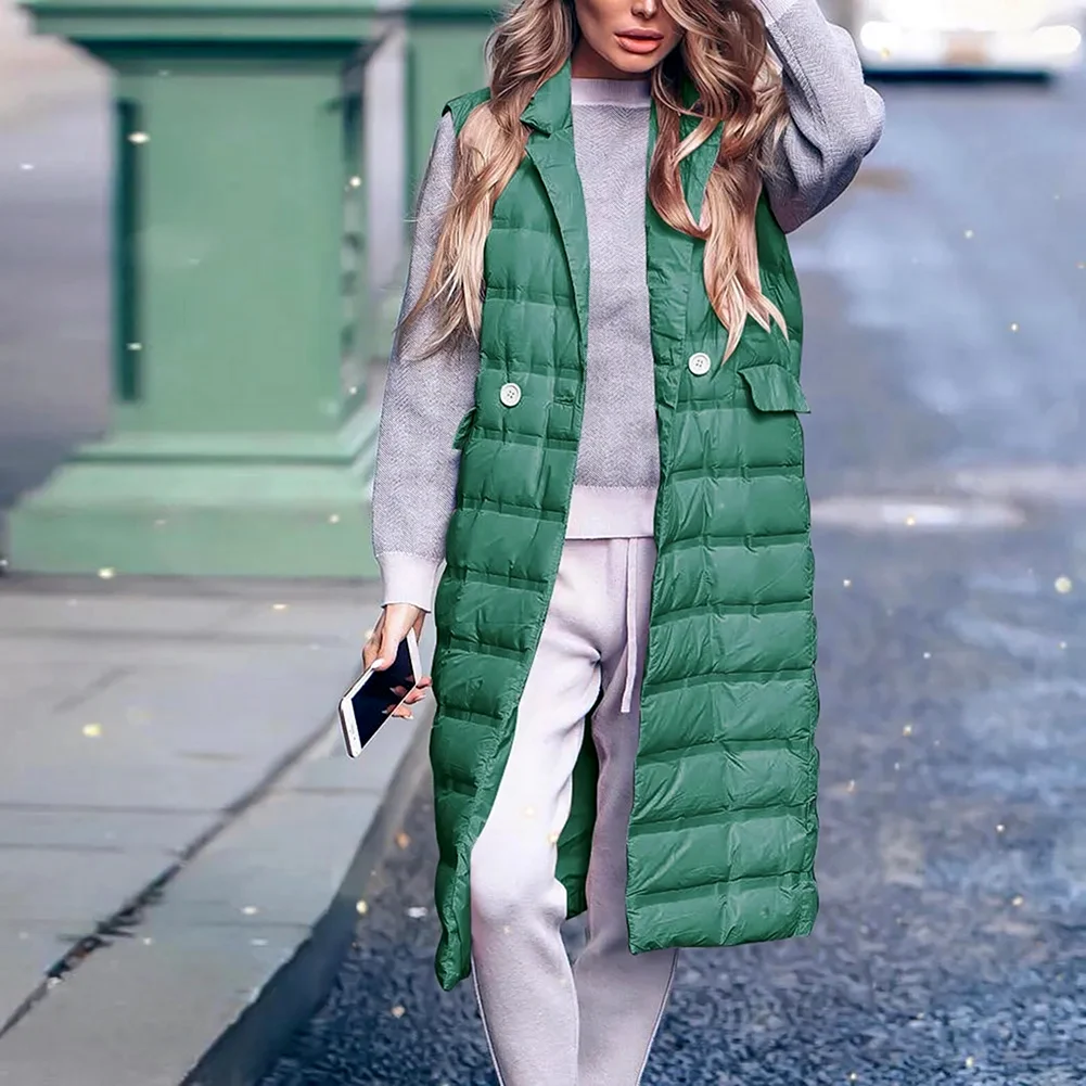 Длинный стеганый жилет