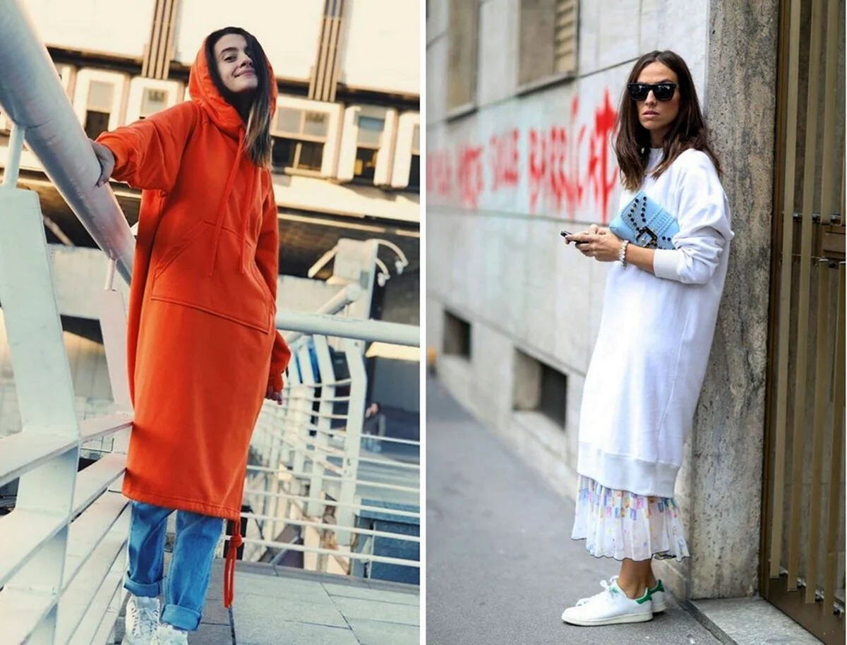 Платье-худи длинное