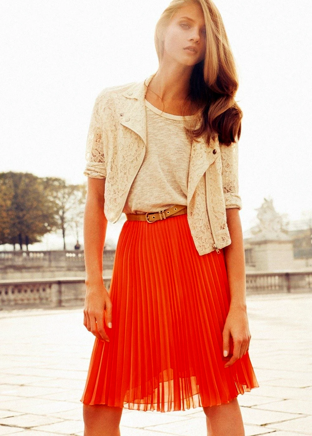 Юбка плиссе желтая Mango