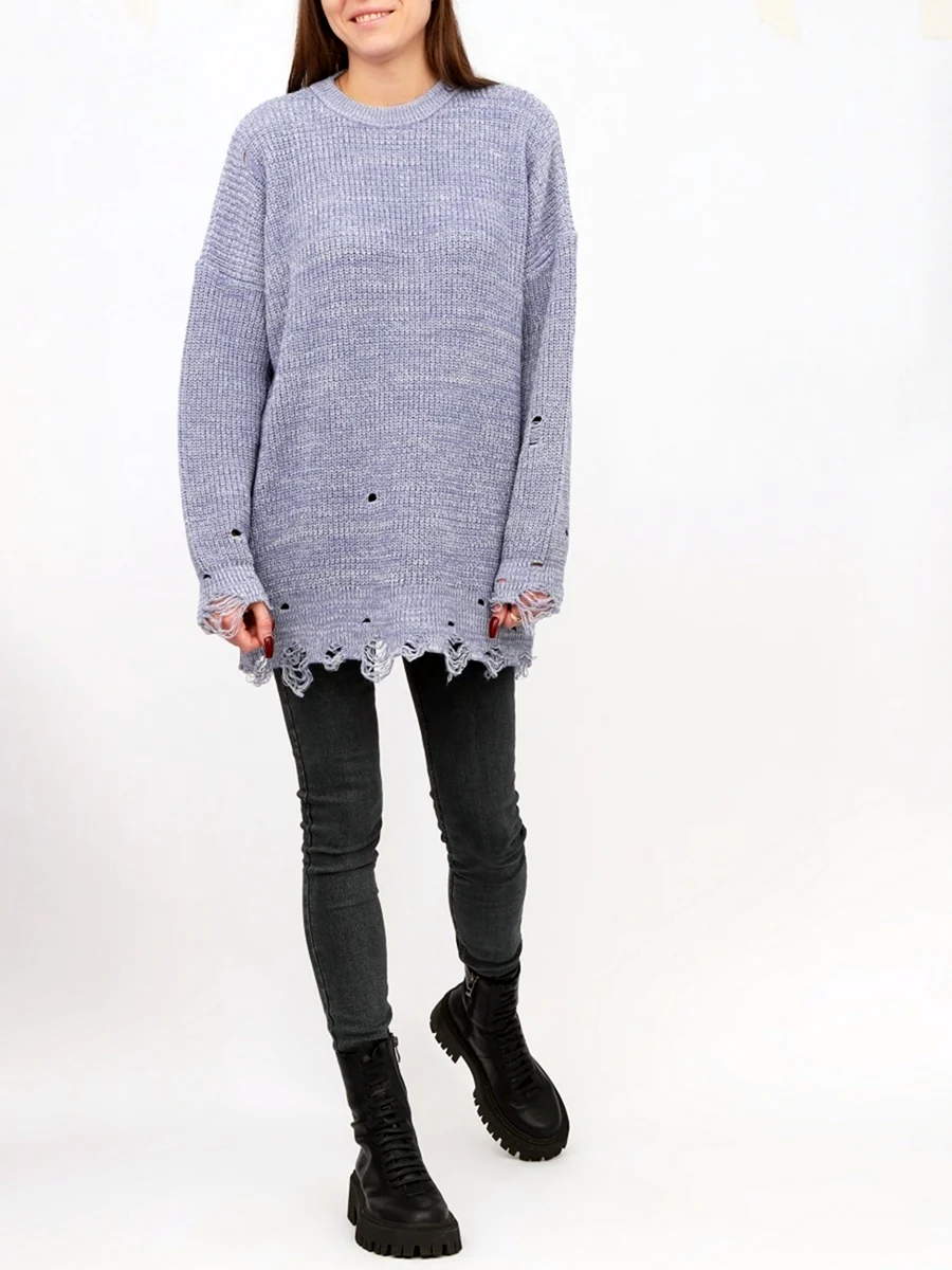 Рваный свитер оверсайз женский