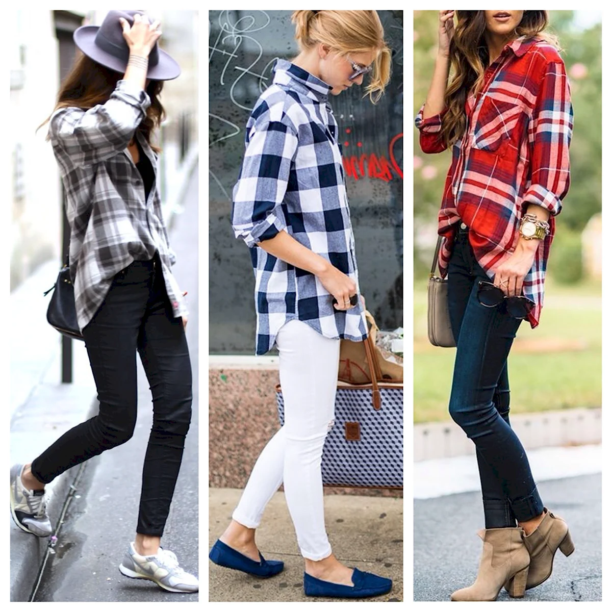 Сочетание клетчатой рубашки