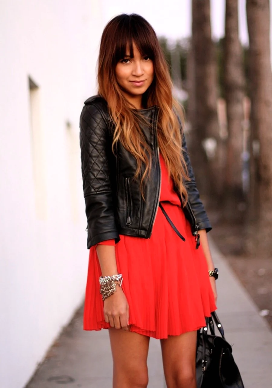 Кожанка с платьем