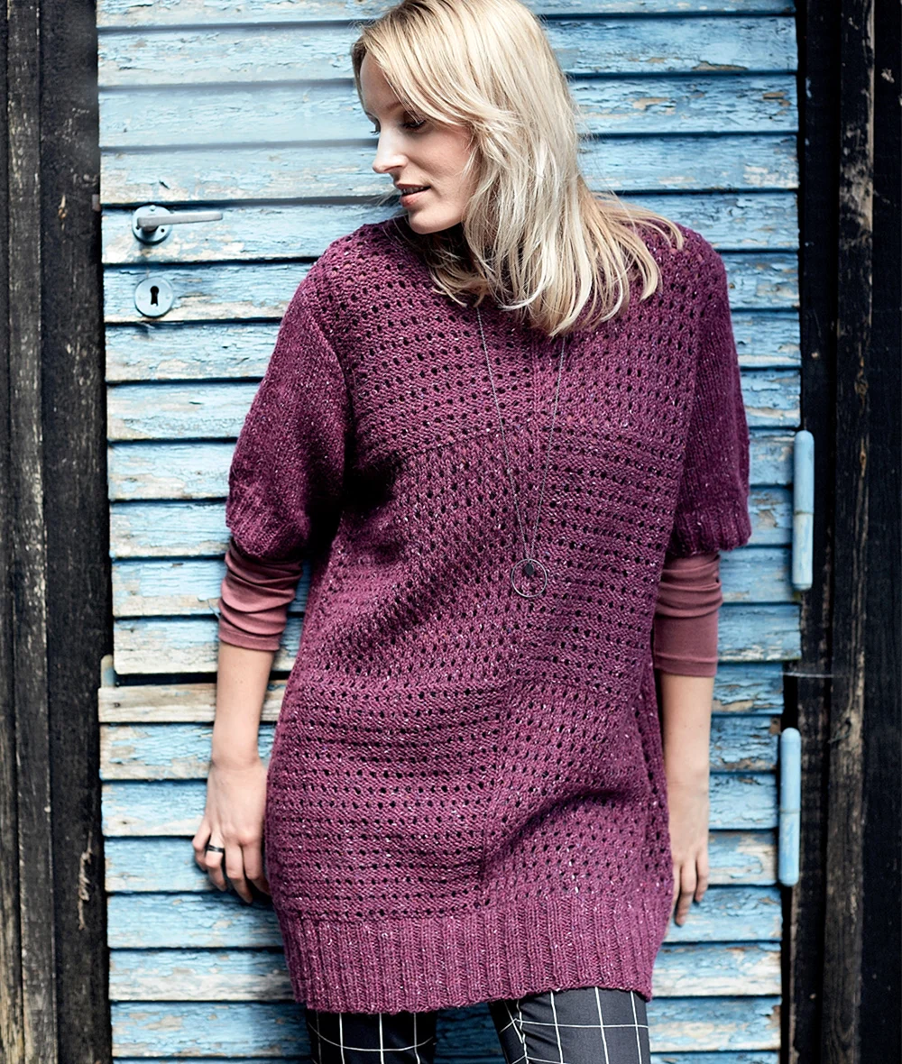 Вязаные теплые туники спицами