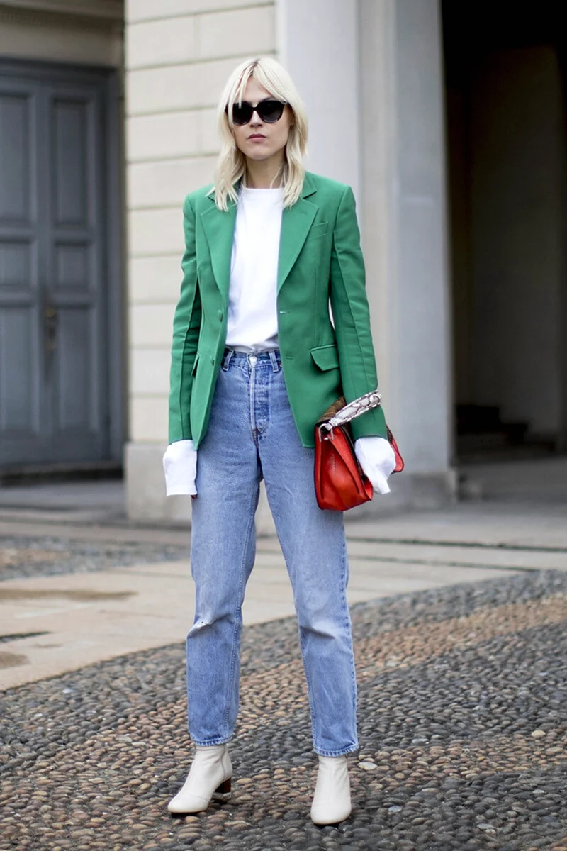 Зеленый пиджак стрит стайл