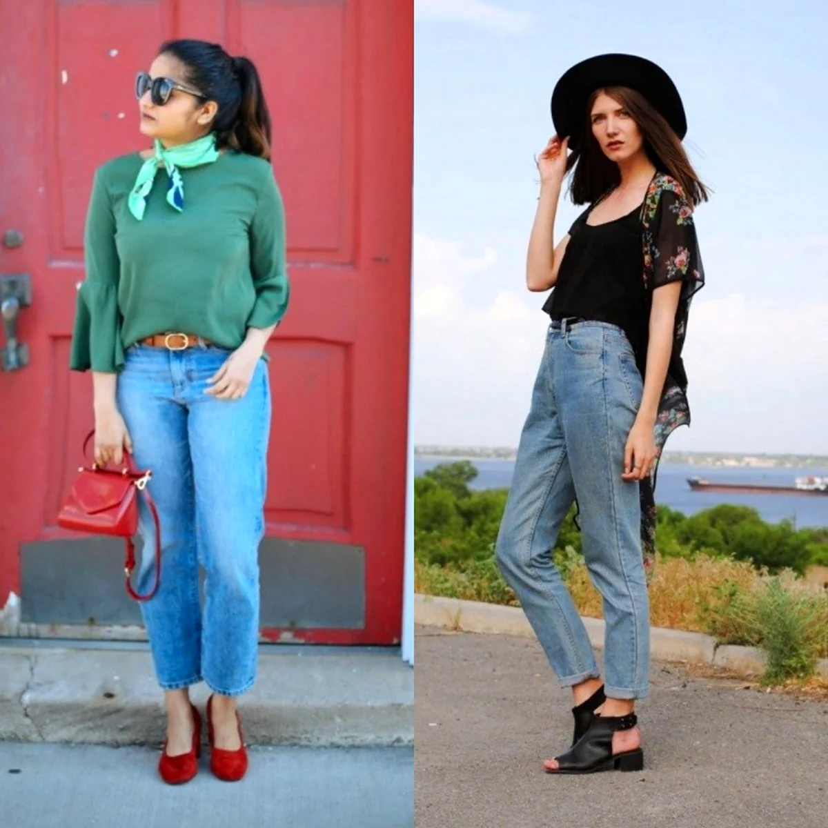 Верх с джинсами бананами