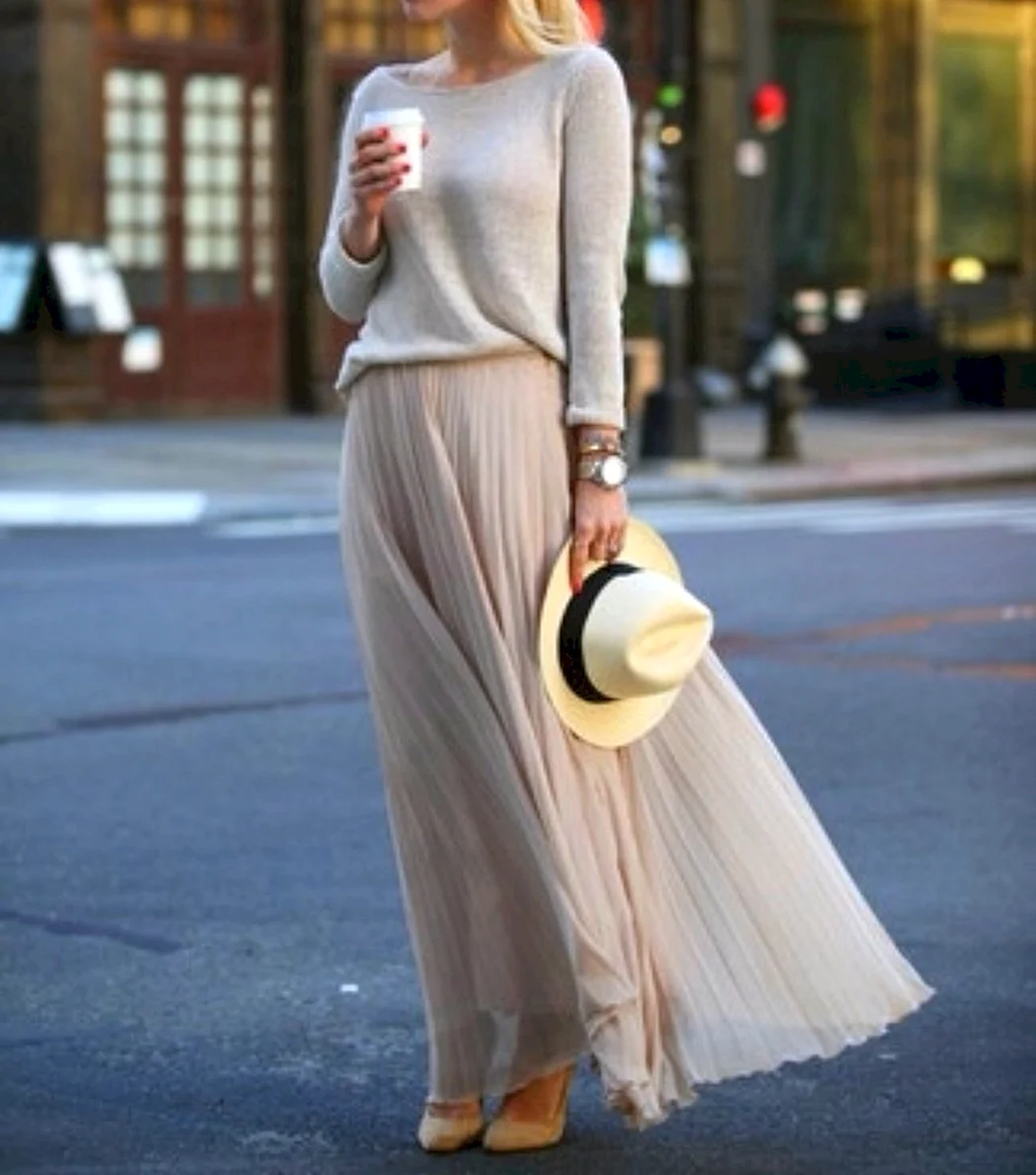 Юбка макси плиссировка стрит стайл