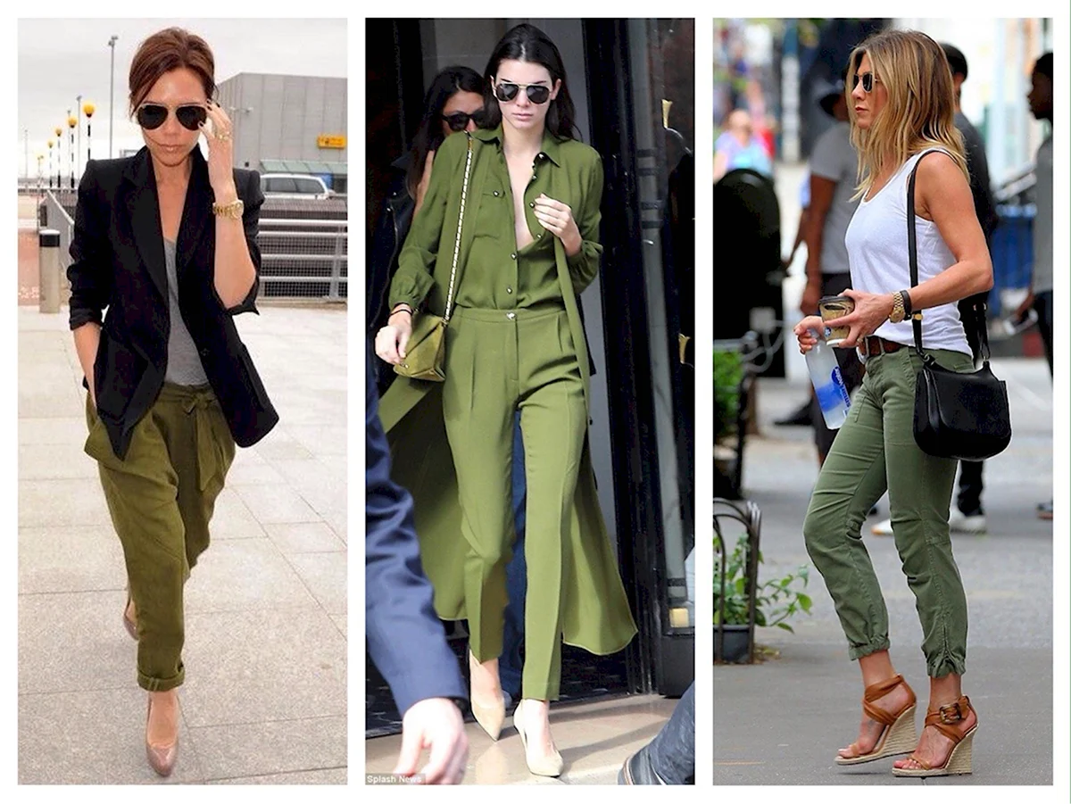 Оливковые брюки сочетание