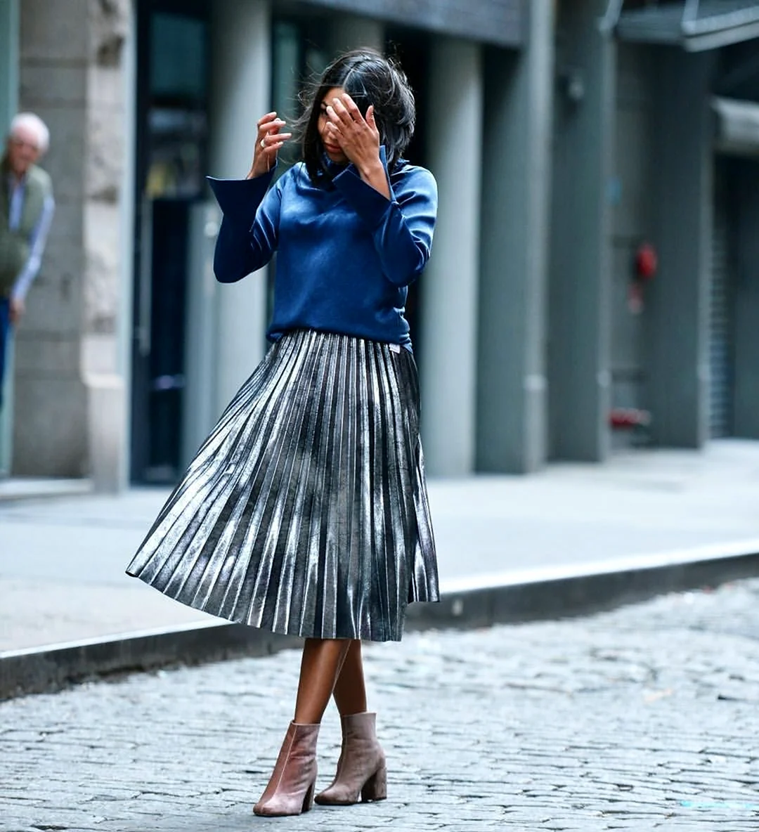 Юбка плиссе серая Street Style