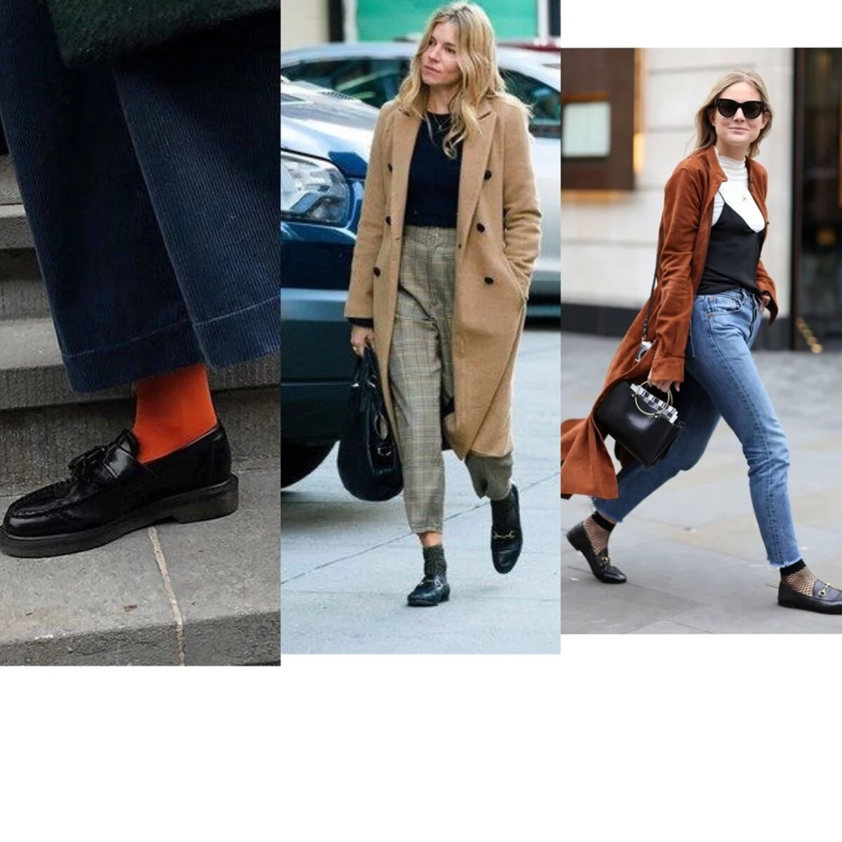 Лоферы с носками женские