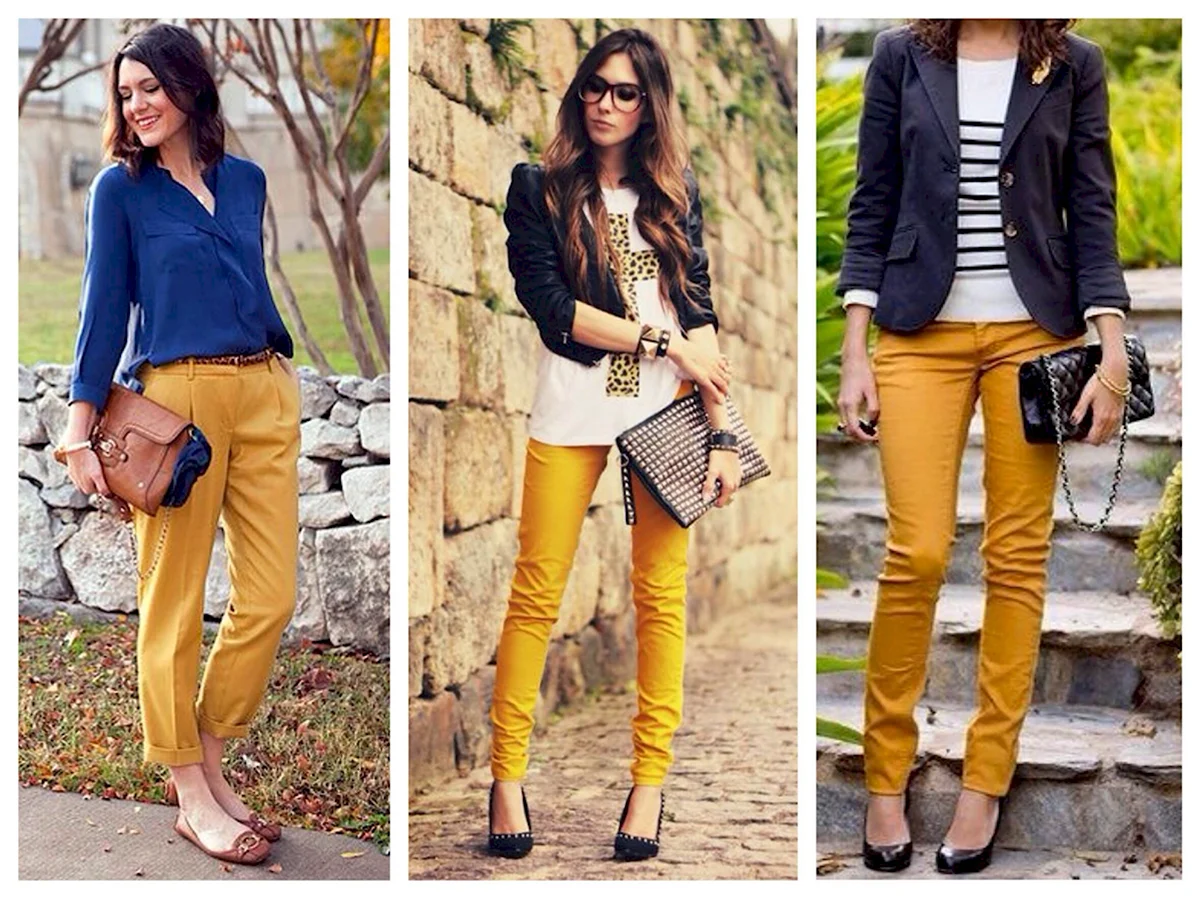 Сочетание цветов горчичный в одежде