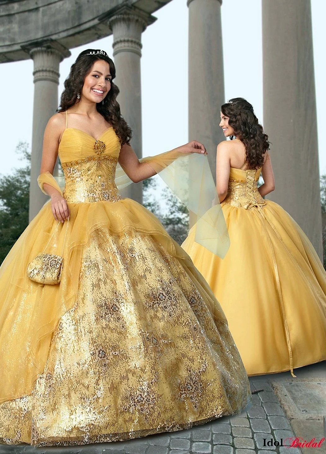 Желтое свадебное платье