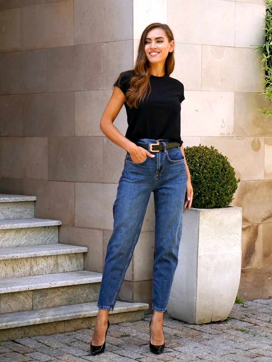 Джинсы багги женские