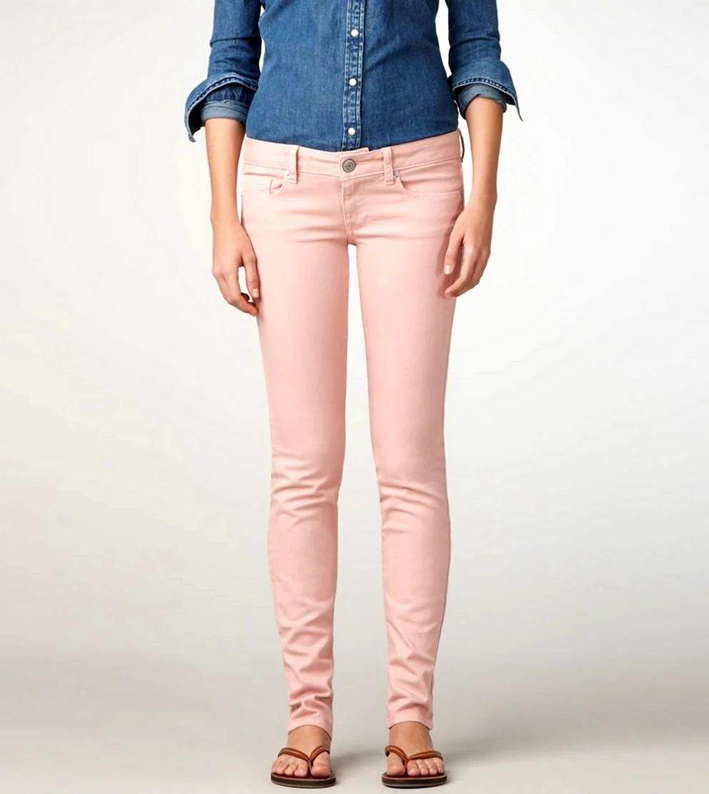 Розовые джинсы скинни узкие