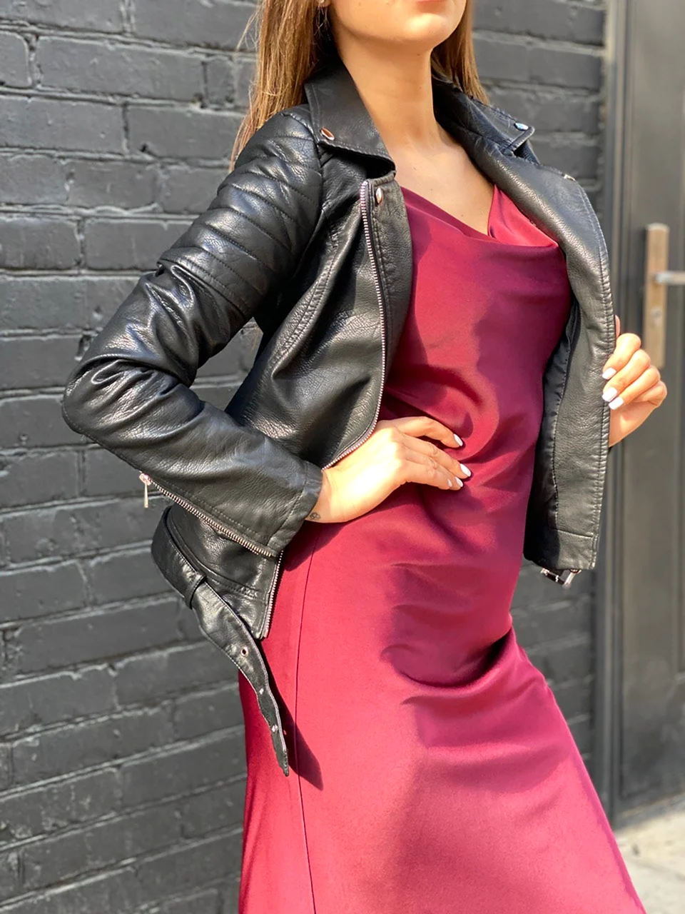 Бордовая косуха с платьем