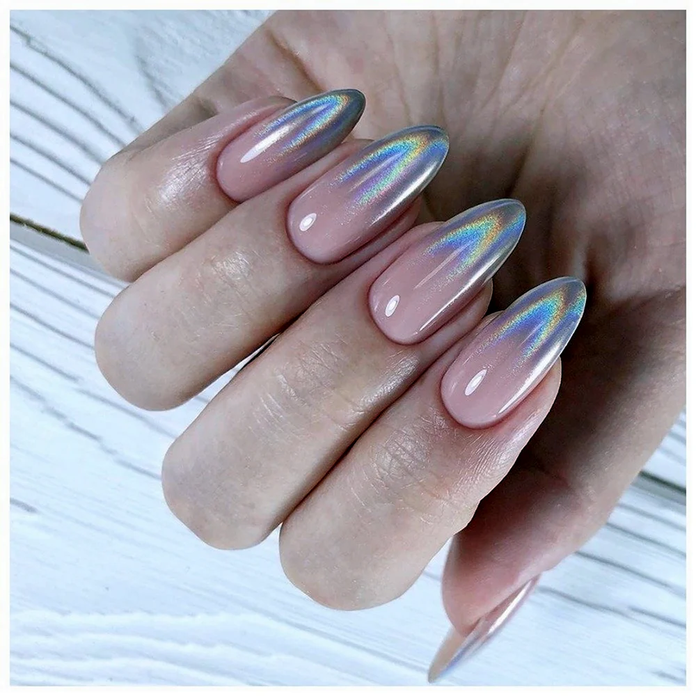 Нюдовый маникюр 2020 миндаль с втиркой