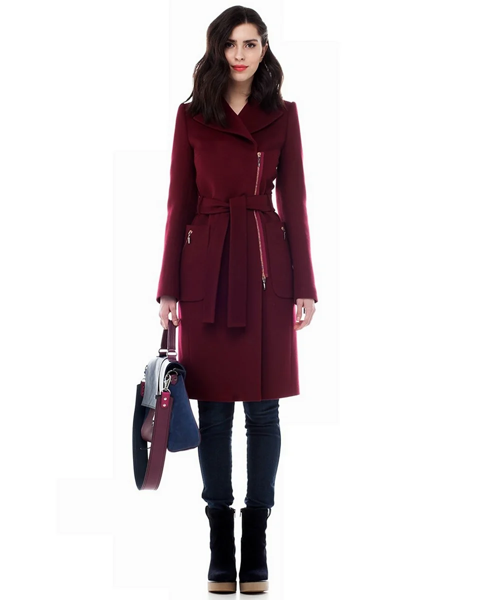 Vero Moda Classic Rita ls Coat VMC-ll бордовое пальто 95 Polyester