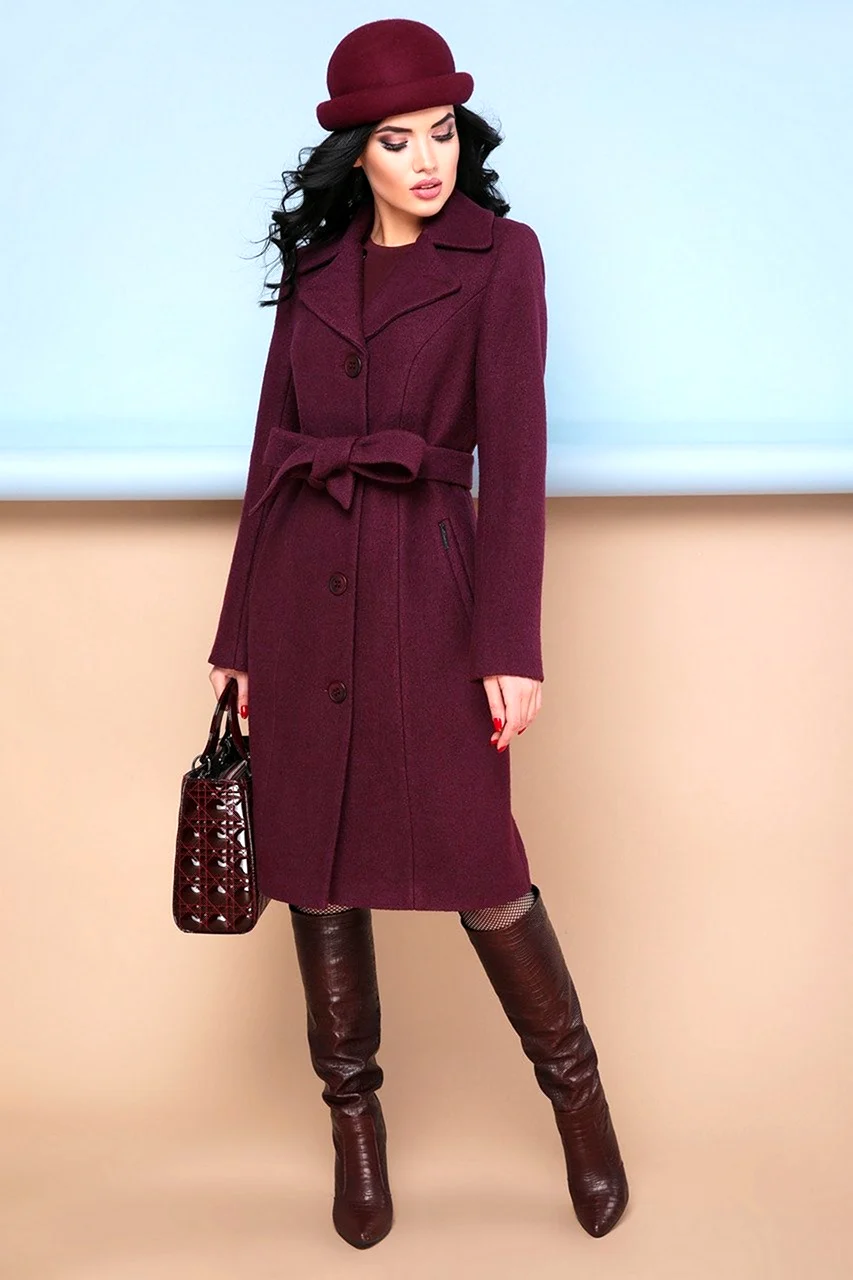Пальто MAXSA collection сливового цвета