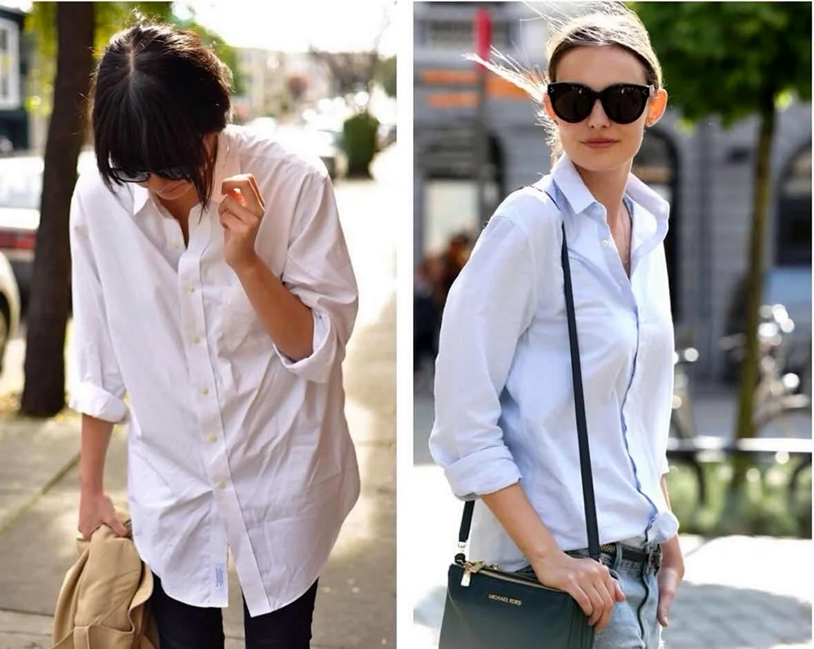 Женские образы с мужской рубашкой