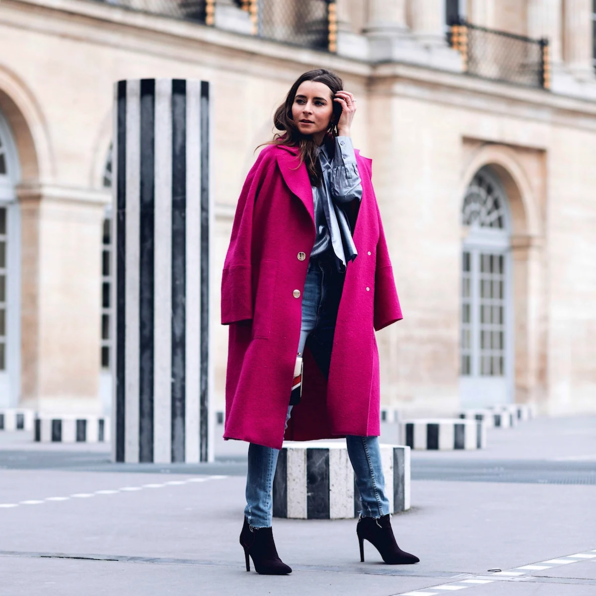 Фуксия пальто Street Style