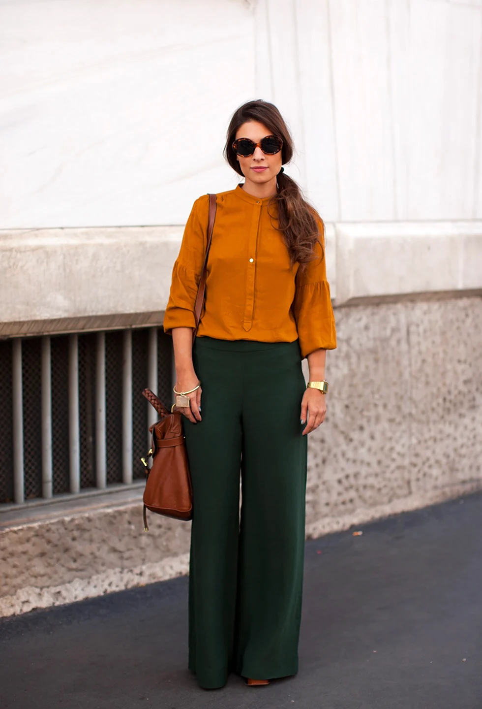 Брюки палаццо изумрудного цвета