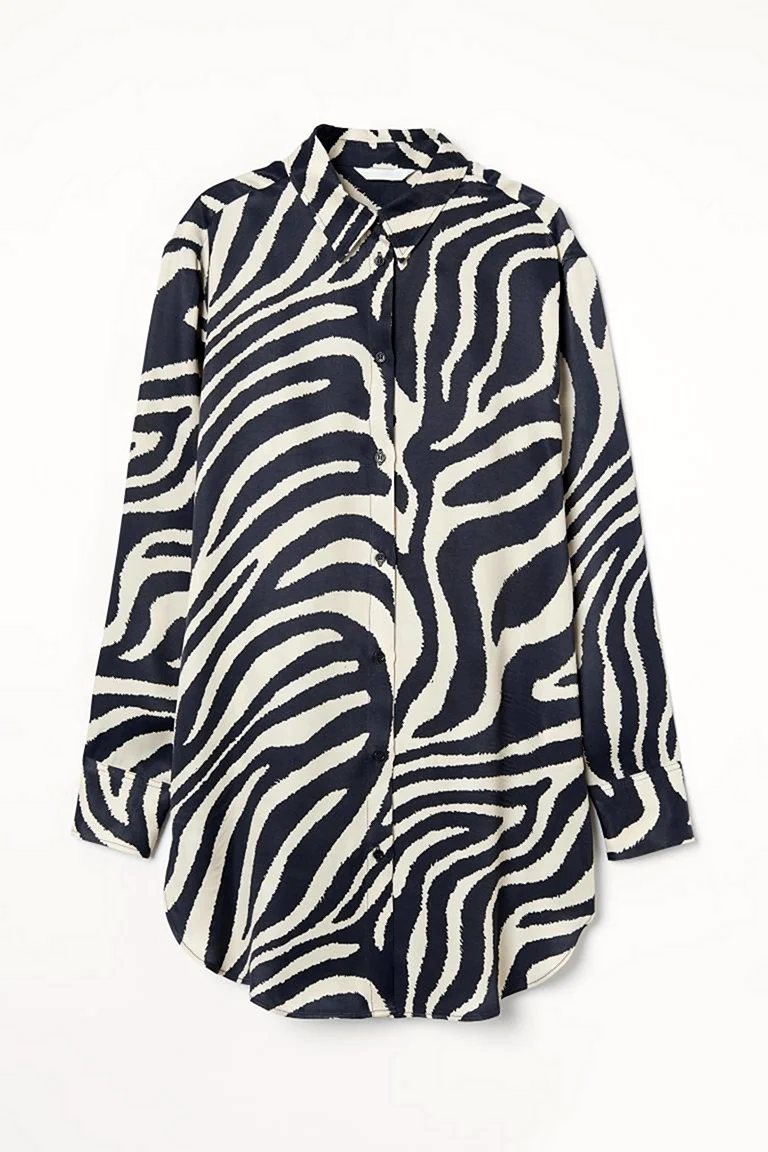 Рубашка Зебра Ganni женская farfetsh