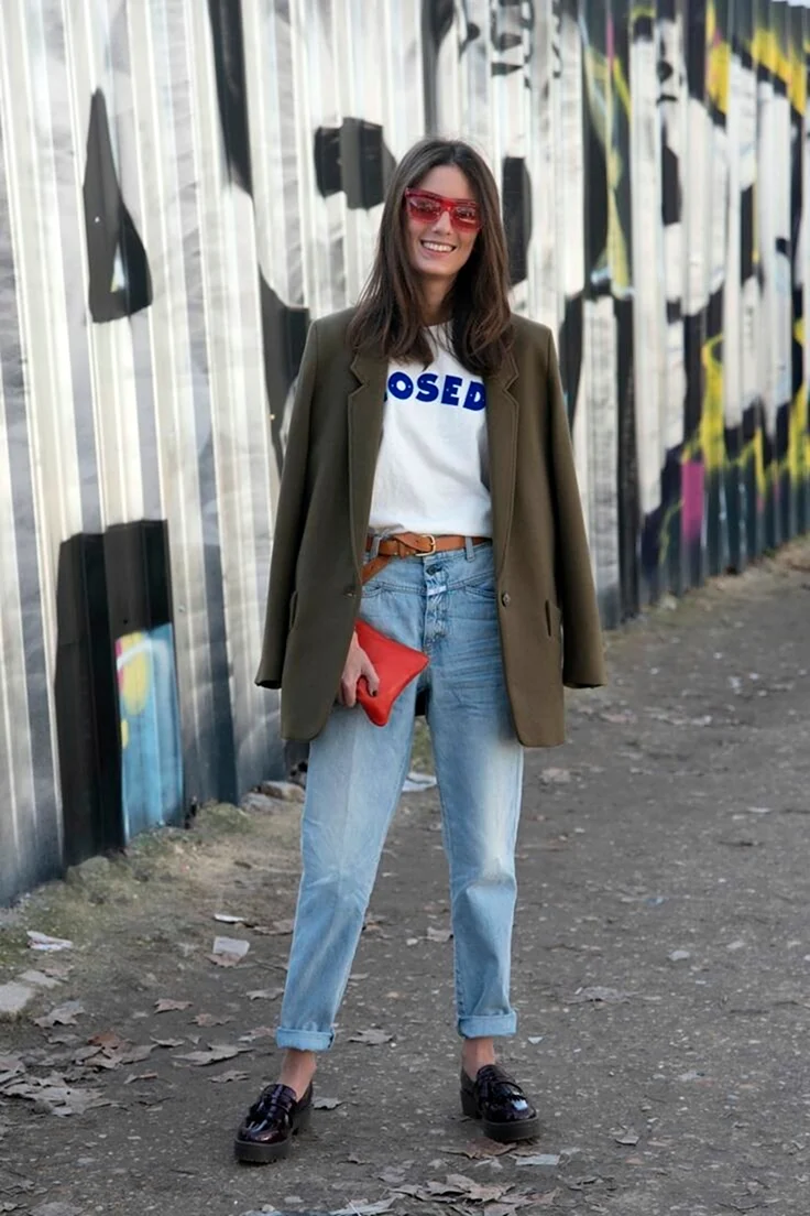 Модные Луки с джинсами бананами