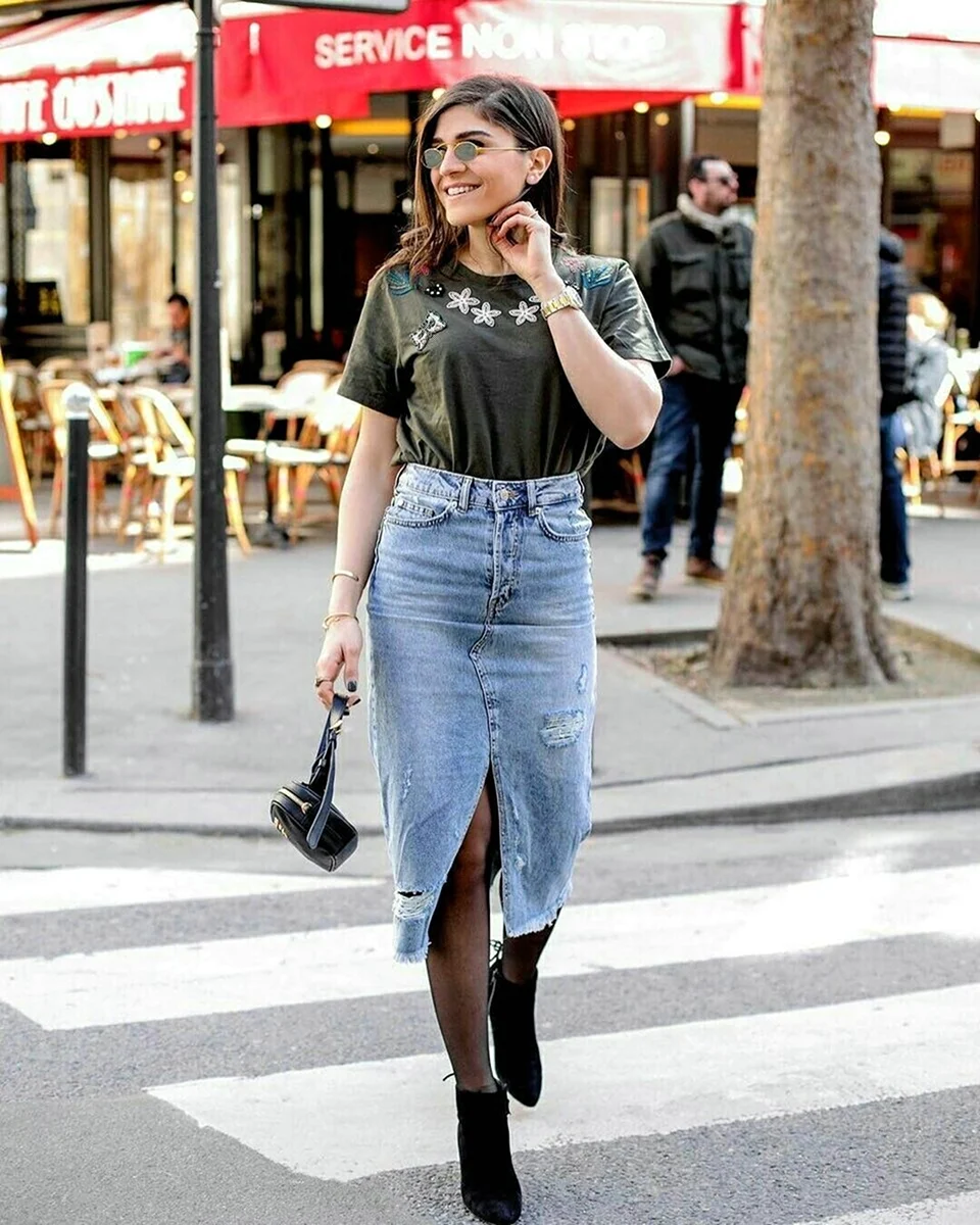 Юбка джинсовая миди 2022 Street Style